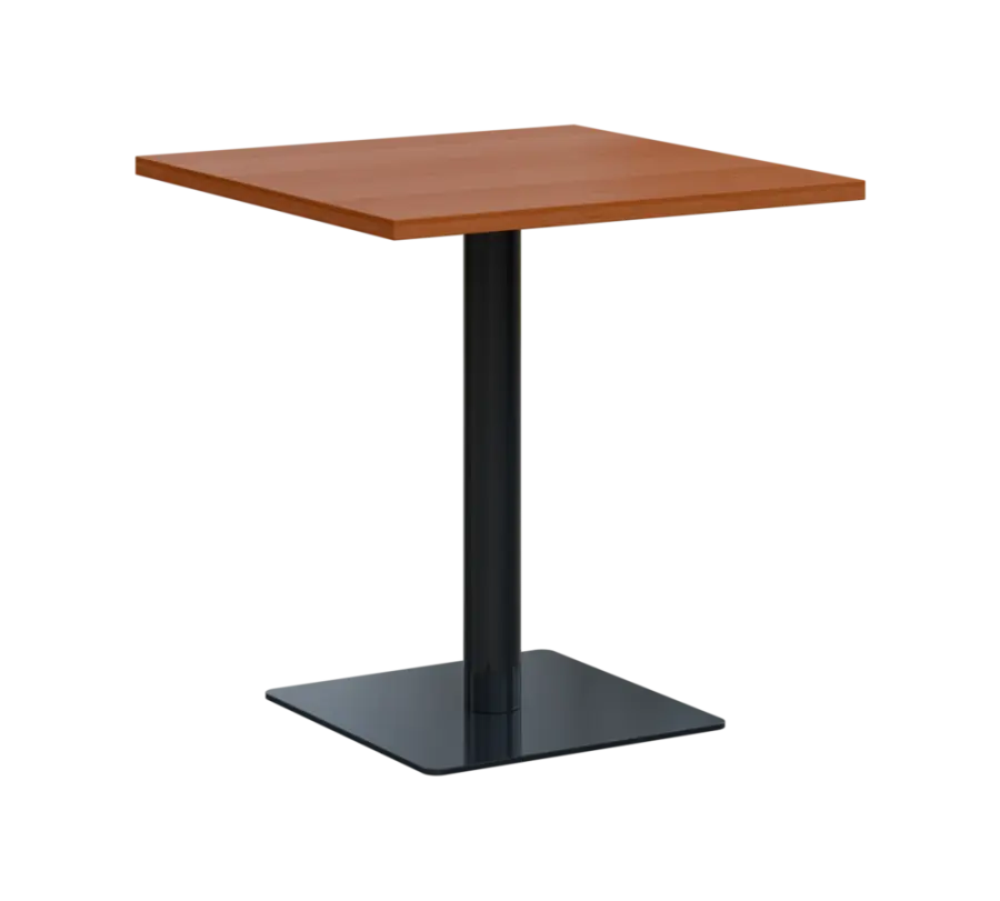 SQT 450 - 2 stůl hranlatý, deska 700x700 mm, síla 25 mm, trubková noha černá, olše jantar